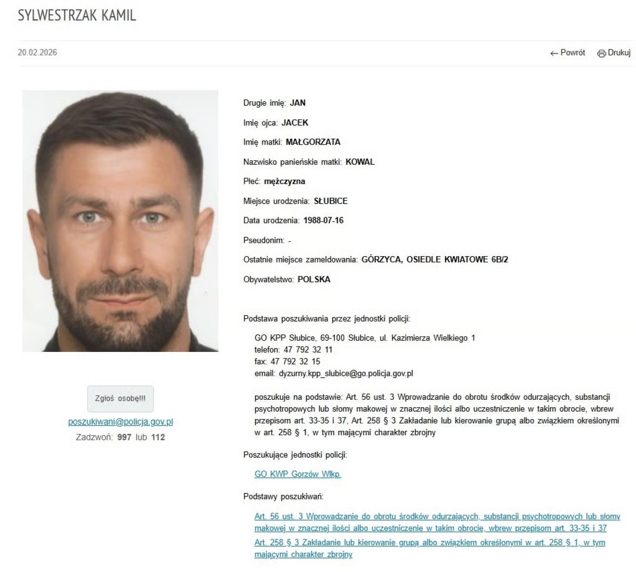 gdzie się ukrywa Kamil Sylwestrzak?